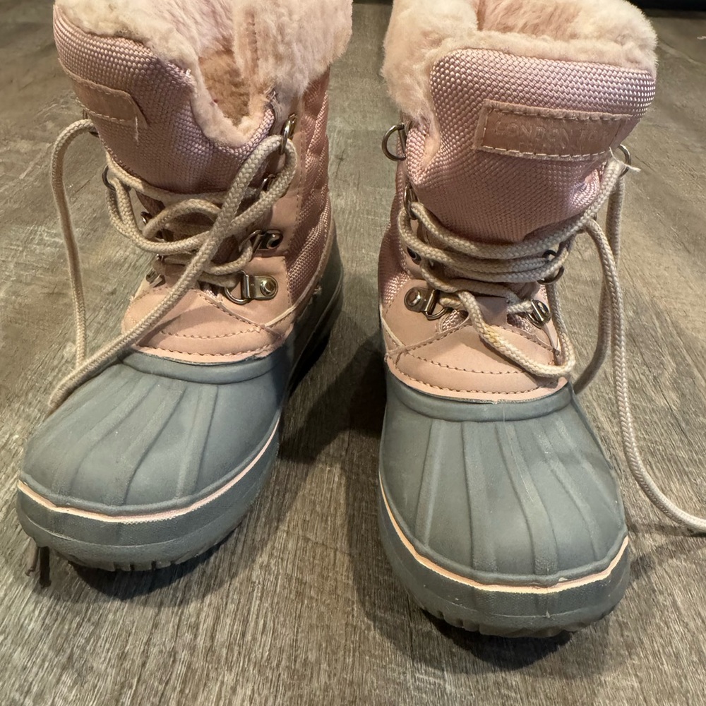 London Fog Pink and Gray Kids Boots Size 13